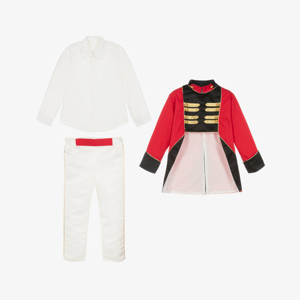 Andreeatex-Boys Red Cotton & Satin Suit | Childrensalon Outlet