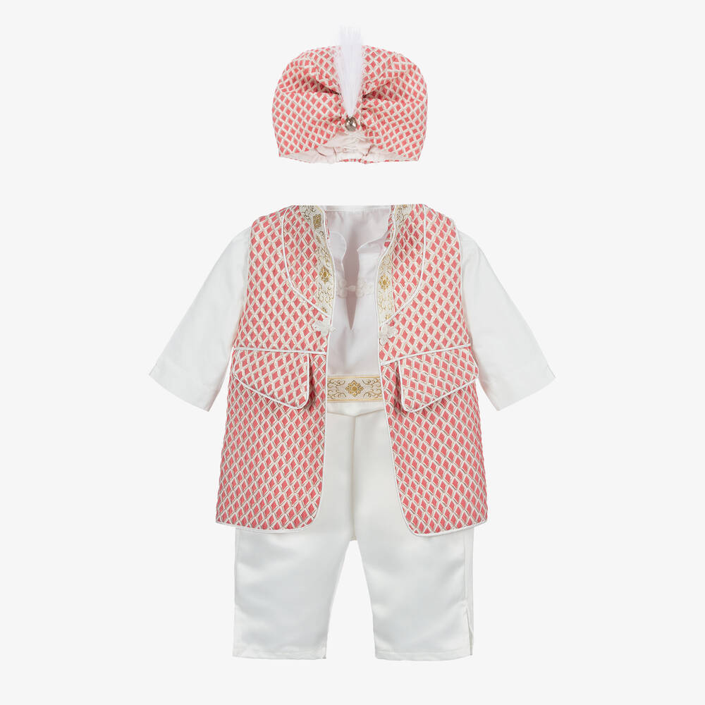Andreeatex-Boys Red & Ivory Satin Shorts Suit | Childrensalon Outlet