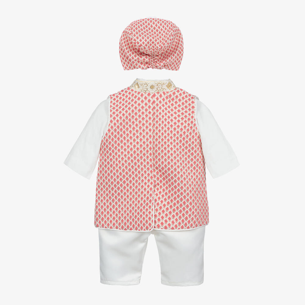 Andreeatex-Красно-кремовый костюм из сатина с шортами для мальчиков | Childrensalon Outlet