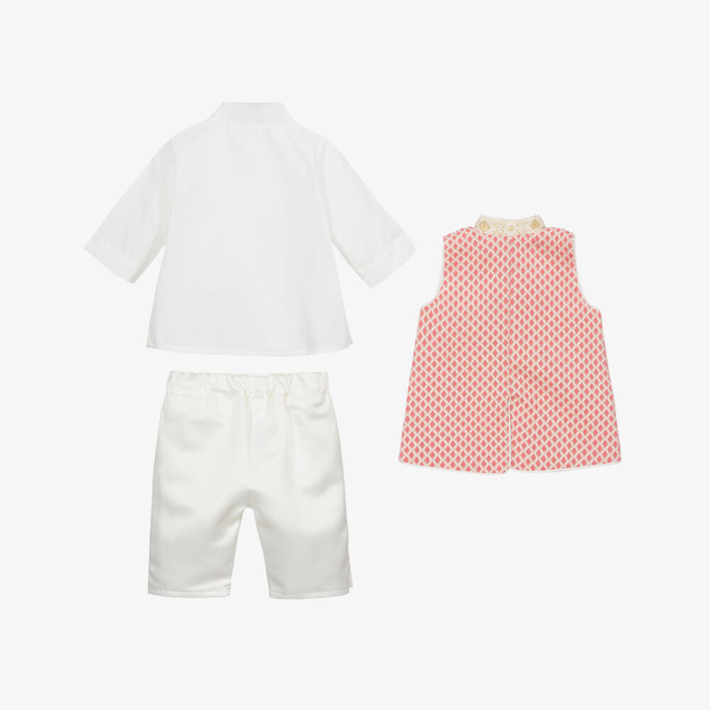Andreeatex-Boys Red & Ivory Satin Shorts Suit | Childrensalon Outlet