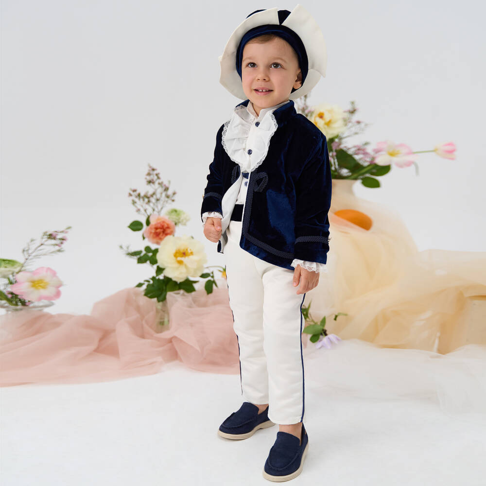 Andreeatex-Boys Royal Blue Velvet Ensemble | Childrensalon Outlet