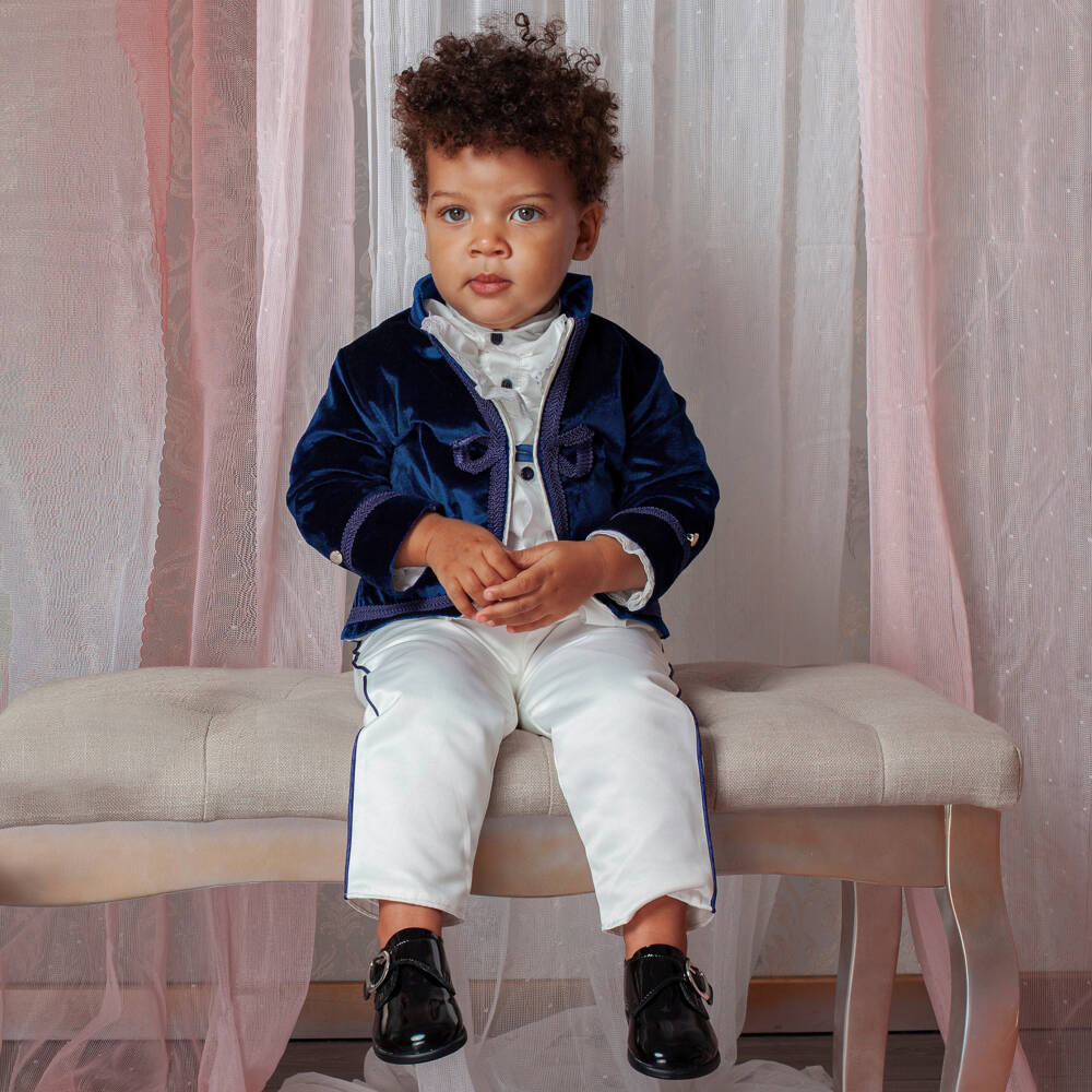 Andreeatex-Boys Royal Blue Velvet Ensemble | Childrensalon Outlet