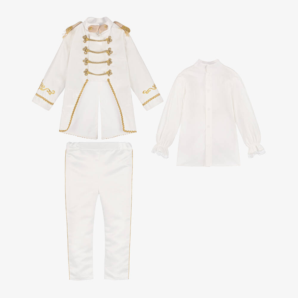 Andreeatex-بدلة رسمية بيضاء مزينة بالذهب للأولاد | Childrensalon Outlet