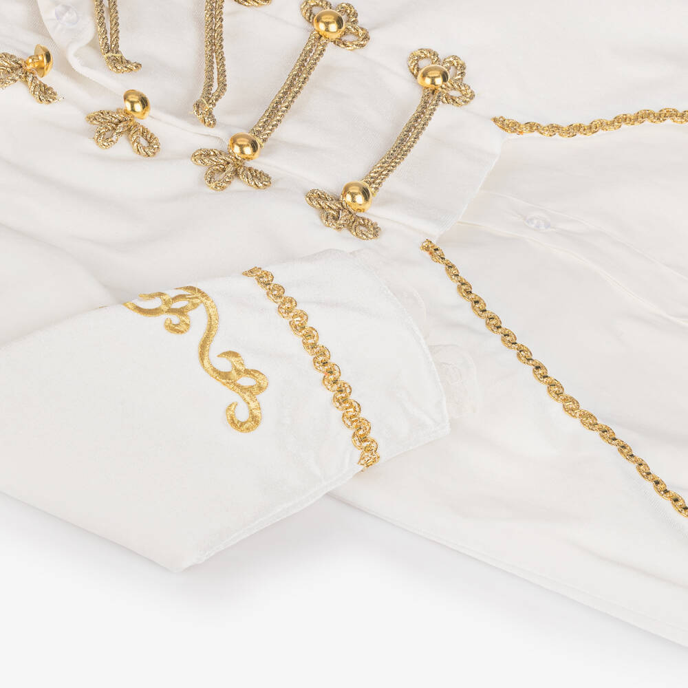 Andreeatex-بدلة رسمية بيضاء مزينة بالذهب للأولاد | Childrensalon Outlet
