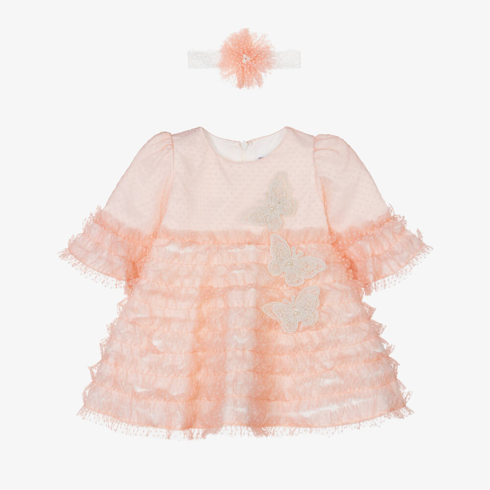Andreeatex-Розовый комплект с платьем из тюля с рюшами | Childrensalon Outlet