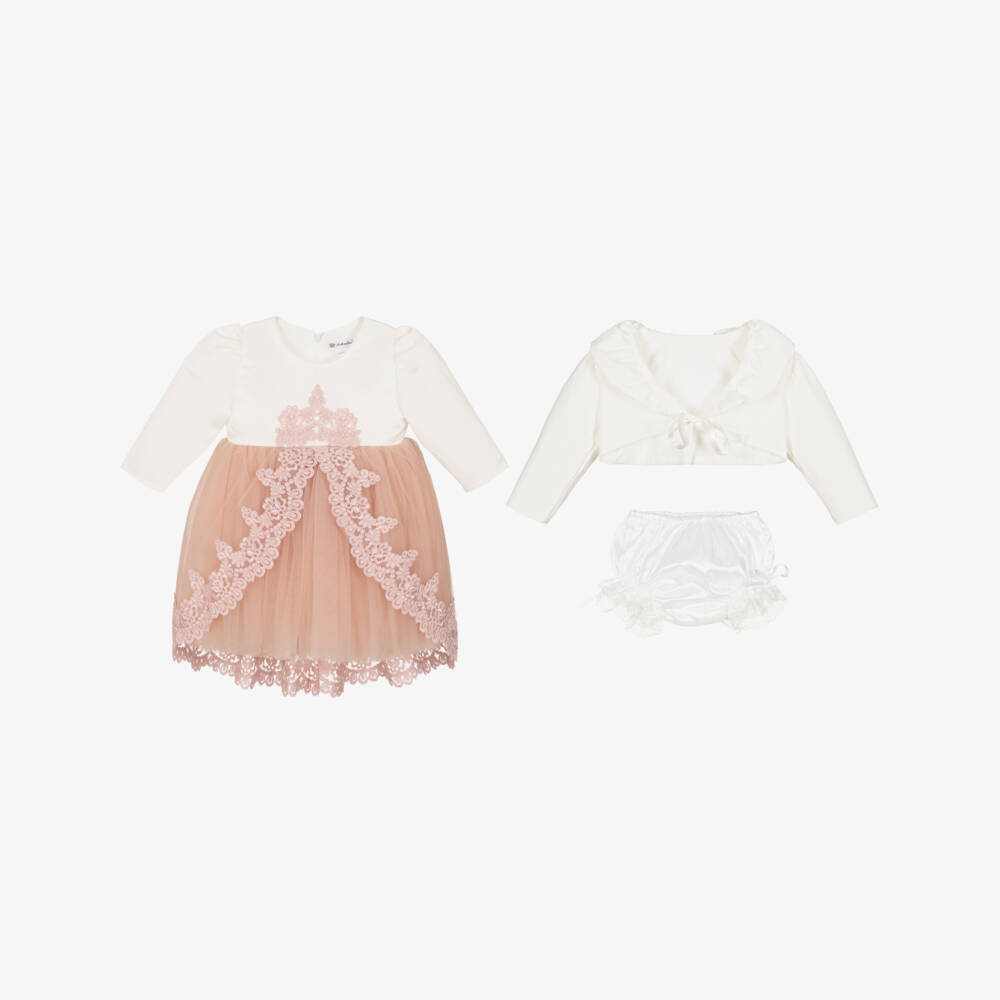 Andreeatex-Girls Elegant Ivory & Pink Ensemble | Childrensalon Outlet
