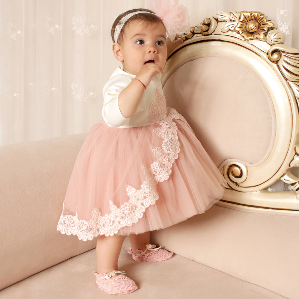 Andreeatex-Girls Elegant Ivory & Pink Ensemble | Childrensalon Outlet