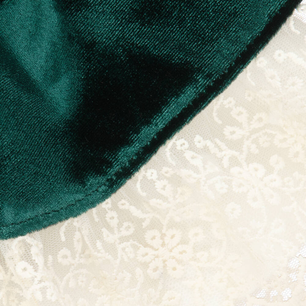 Andreeatex-Платье и чепчик из зеленого бархата для девочек | Childrensalon Outlet