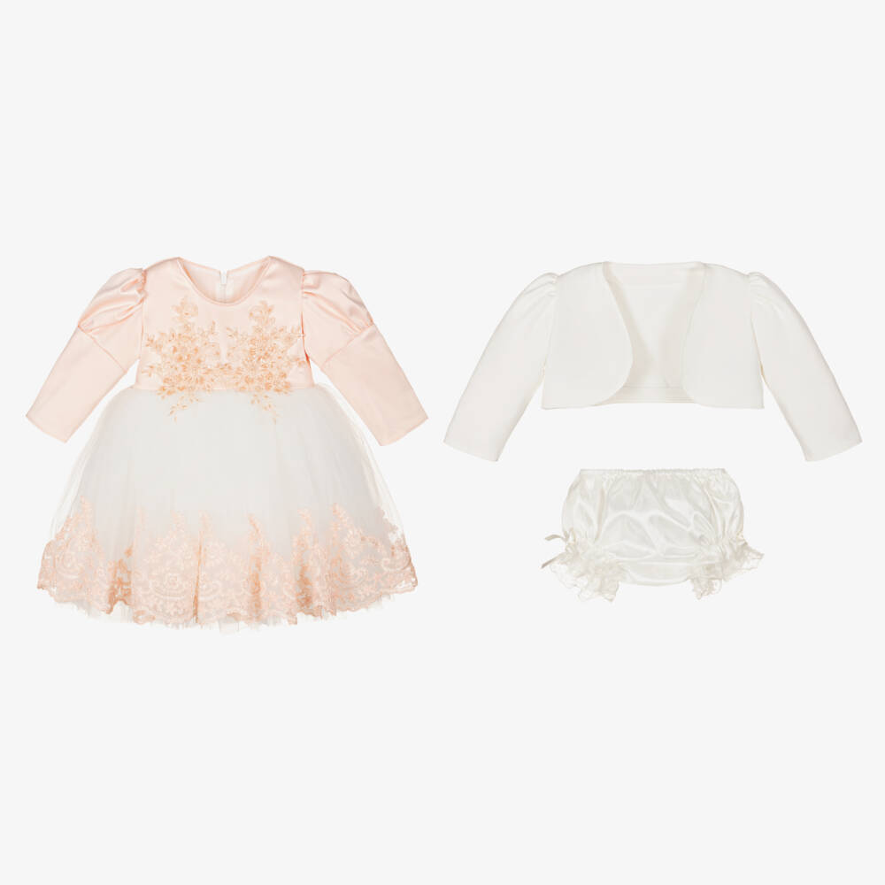 Andreeatex-Girls Ivory and Pink Dress Ensemble | Childrensalon Outlet