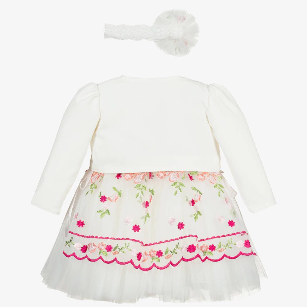 Andreeatex-Girls Ivory Floral Dress Ensemble | Childrensalon Outlet