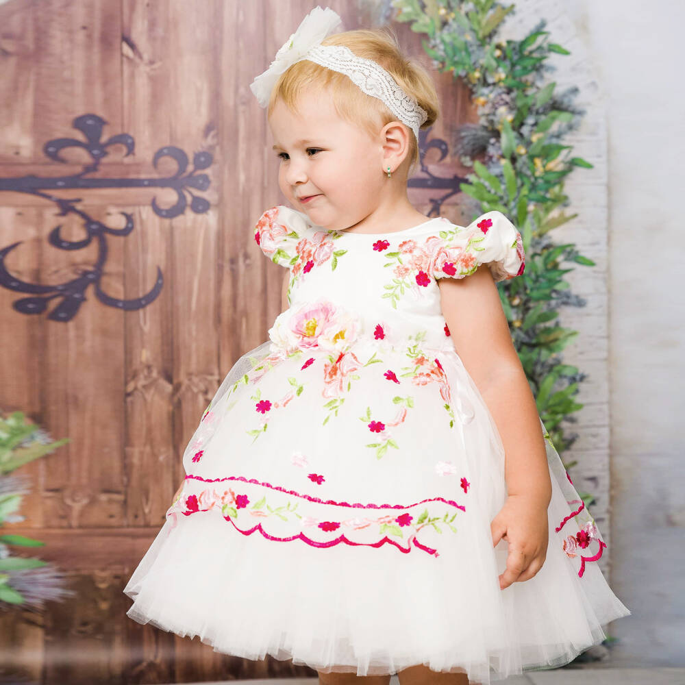 Andreeatex-Girls Ivory Floral Dress Ensemble | Childrensalon Outlet