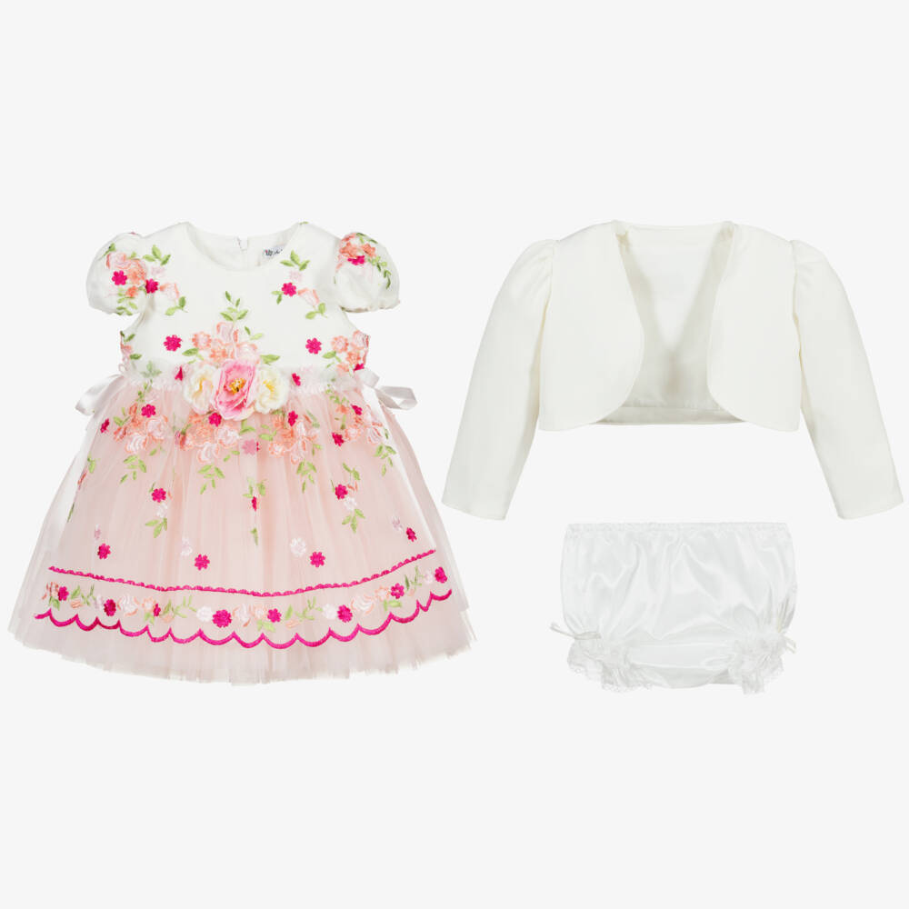 Andreeatex-Girls Pink Tulle Ensemble with Jacket | Childrensalon Outlet