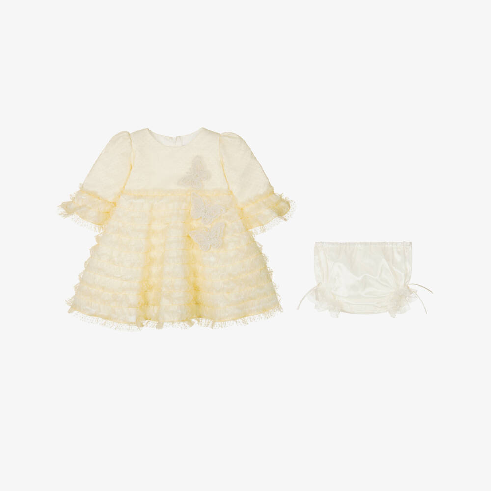 Andreeatex-Комплект с желтым платьем из тюля с рюшами | Childrensalon Outlet