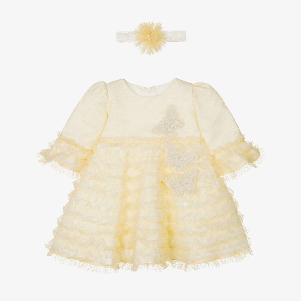 Andreeatex-Комплект с желтым платьем из тюля с рюшами | Childrensalon Outlet