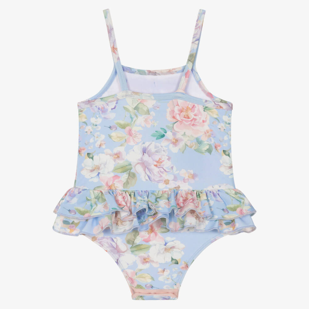 Angel's Face-Baby Girls Blue Floral Print Swimsuit | Childrensalon Outlet
