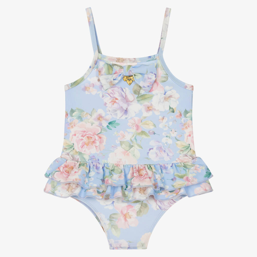 Angel's Face-Baby Girls Blue Floral Print Swimsuit | Childrensalon Outlet