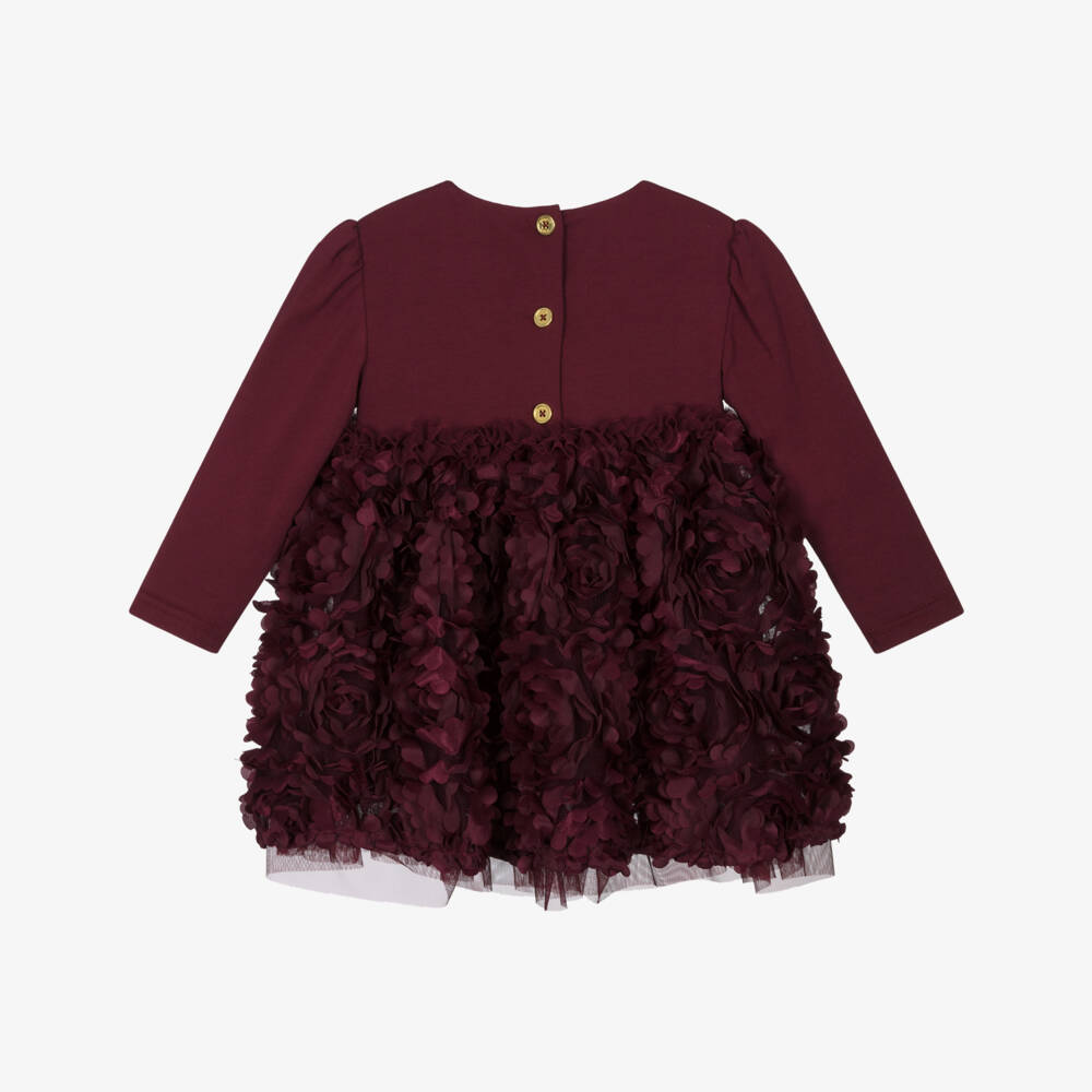 Angel's Face-Baby Girls Burgundy Red Tulle Roses Dress | Childrensalon Outlet