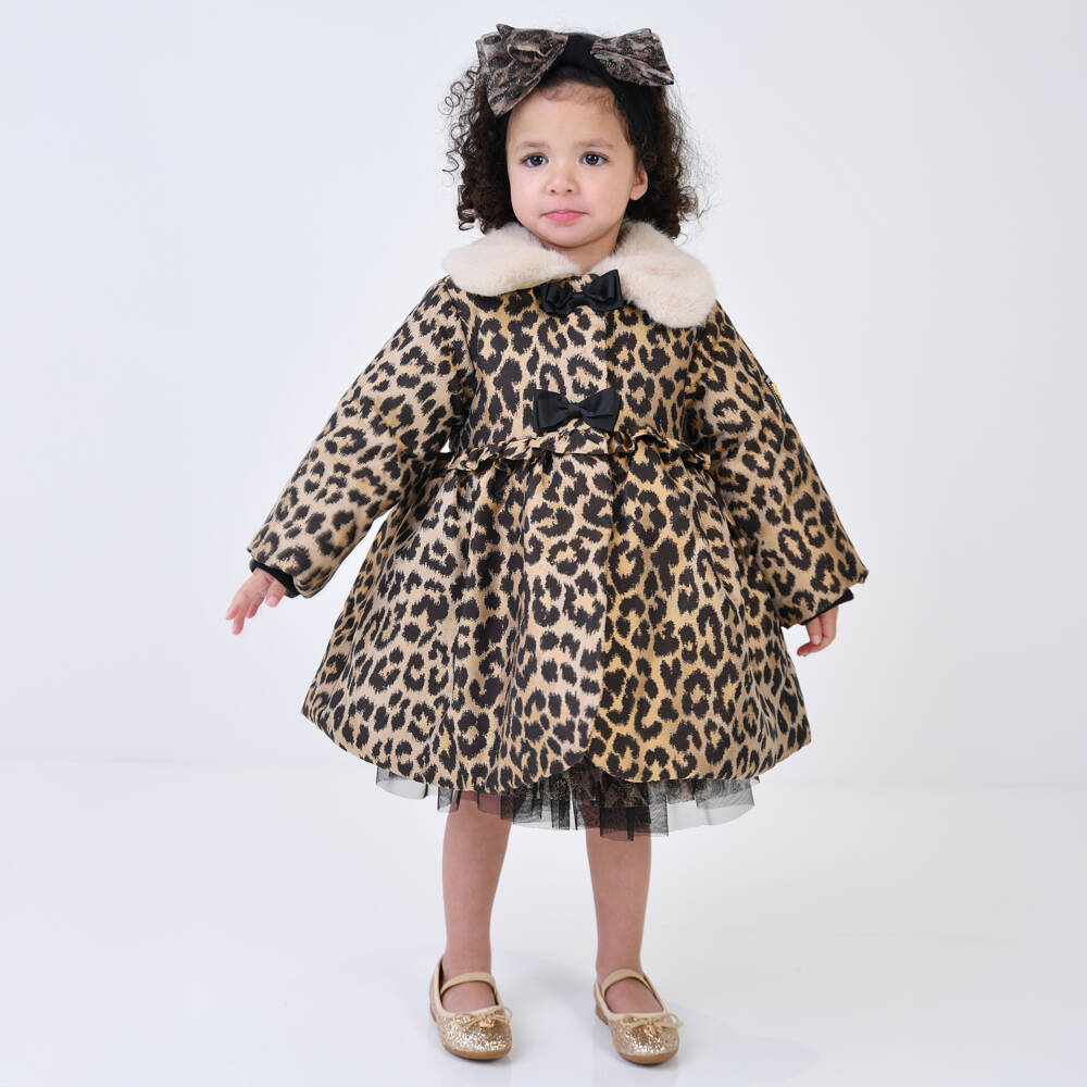 Angel's Face-معطف بناتي بياقة فرو صناعي بنقشة النمر | Childrensalon Outlet