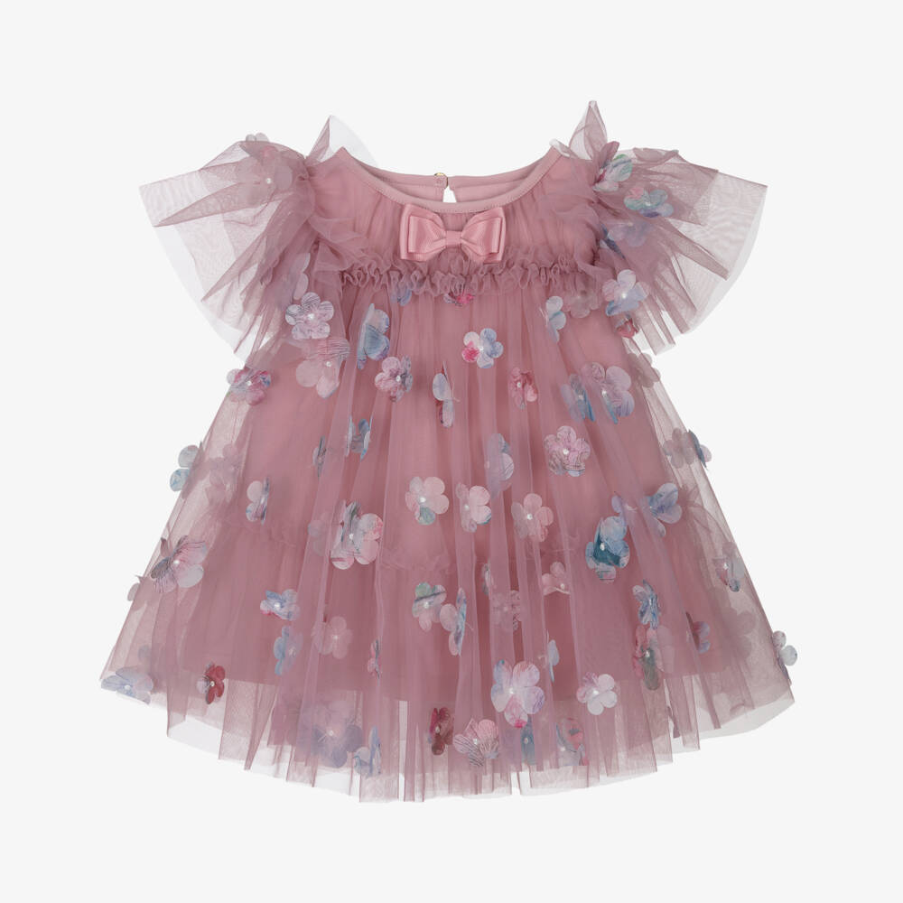Angel's Face-Baby Girls Lilac Pink Tulle Flowers Dress | Childrensalon Outlet