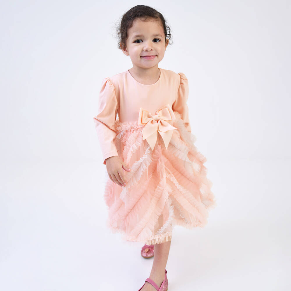 Angel's Face-Baby Girls Pale Pink Tulle Ruffle Dress | Childrensalon Outlet
