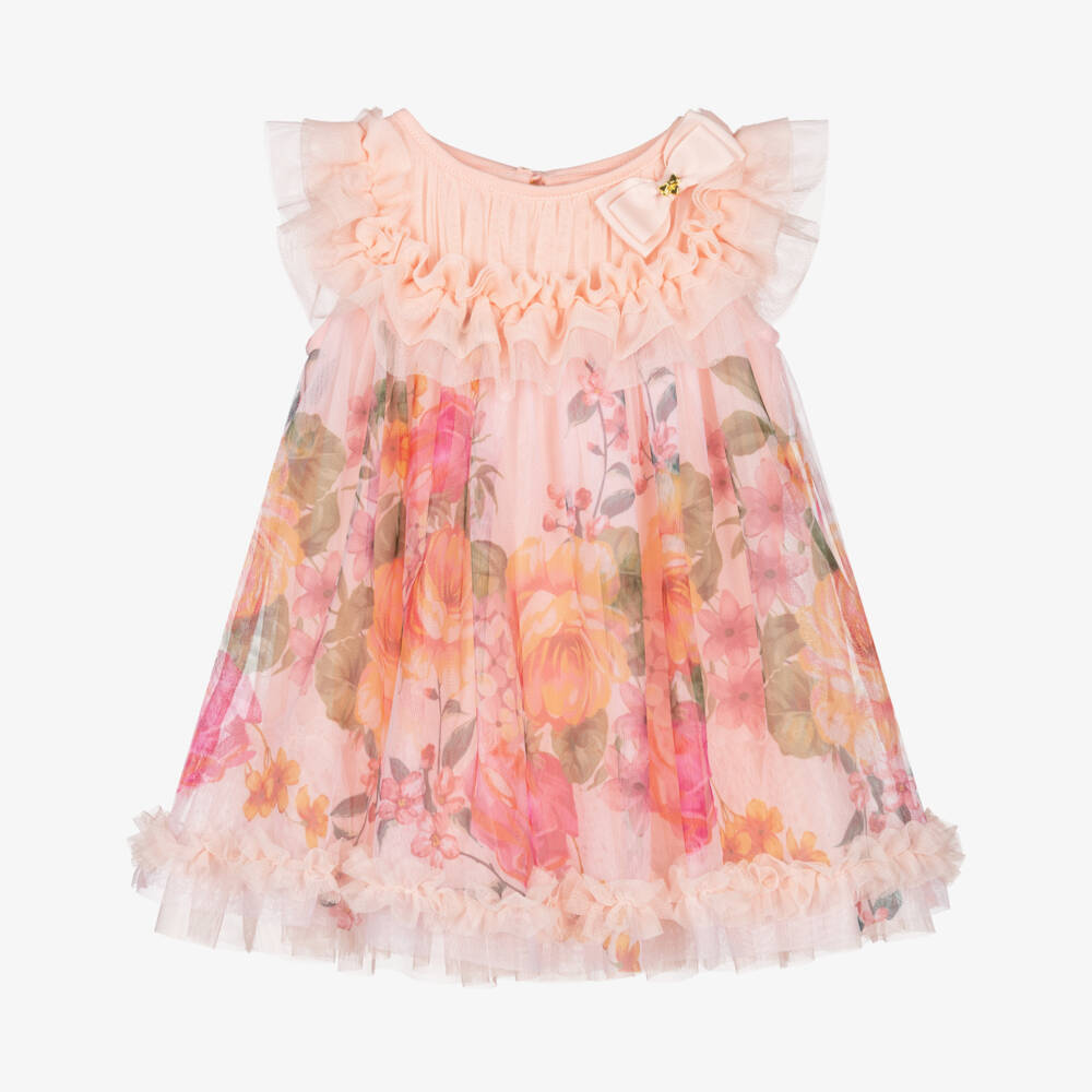 Angel's Face-Платье из розового тюля с цветочным бантом для девочек | Childrensalon Outlet