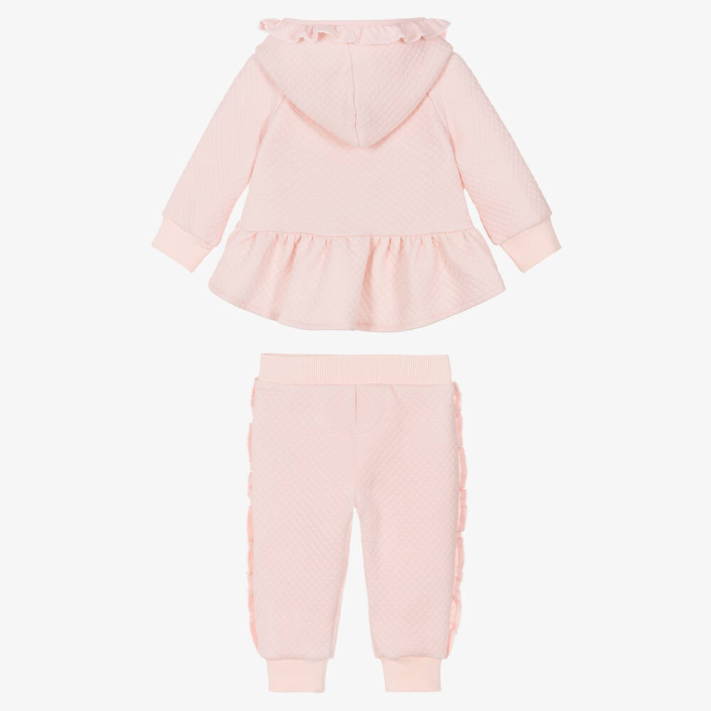 Angel's Face-Baby Girls Pink Cotton Ruffle Tracksuit | Childrensalon Outlet