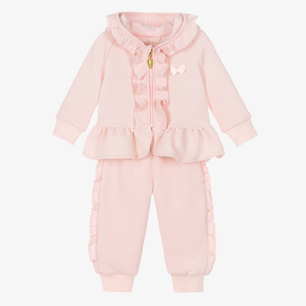Angel's Face-Baby Girls Pink Cotton Ruffle Tracksuit | Childrensalon Outlet