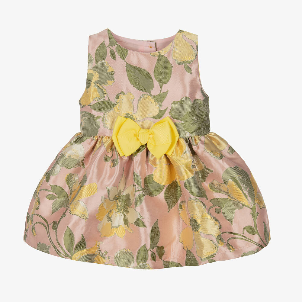 Angel's Face - Baby Girls Pink Floral Jacquard Dress | Childrensalon