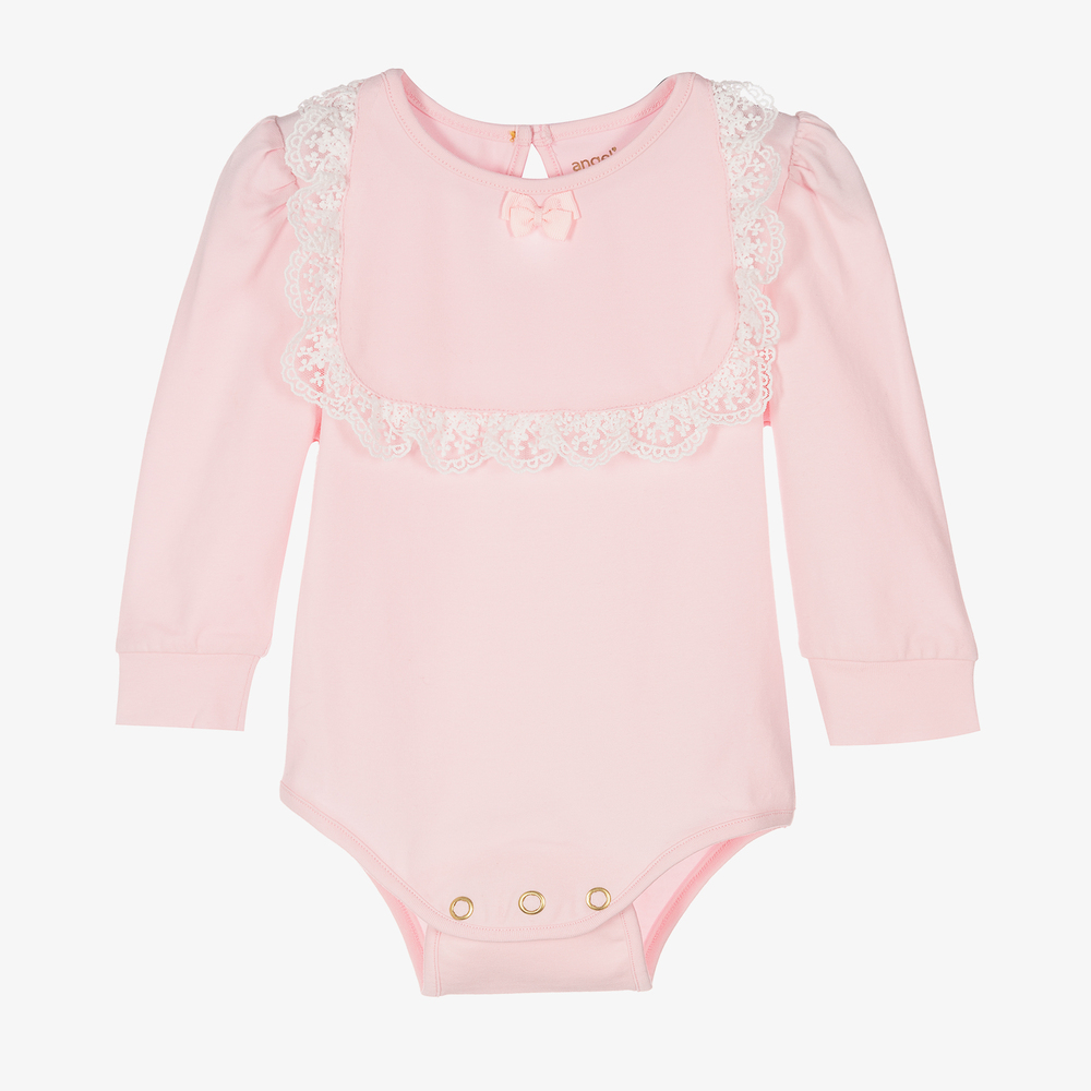 Angel's Face - Baby Girls Pink Lace Bodysuit | Childrensalon