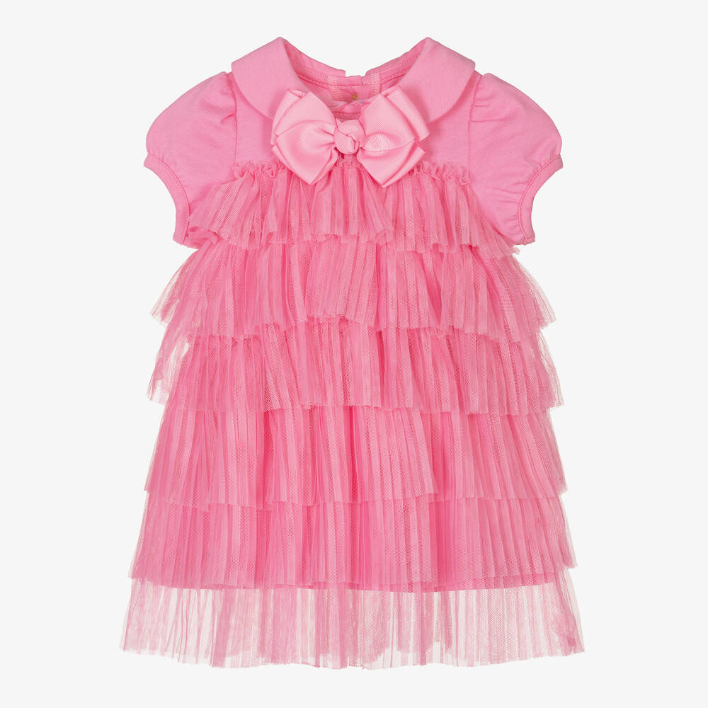 Angel's Face - Розовое многоярусное платье с рюшами | Childrensalon