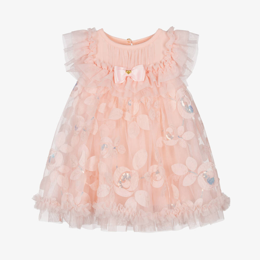 Angel's Face-Baby Girls Pink Tulle Dress with Sequin Appliqué Detail | Childrensalon Outlet
