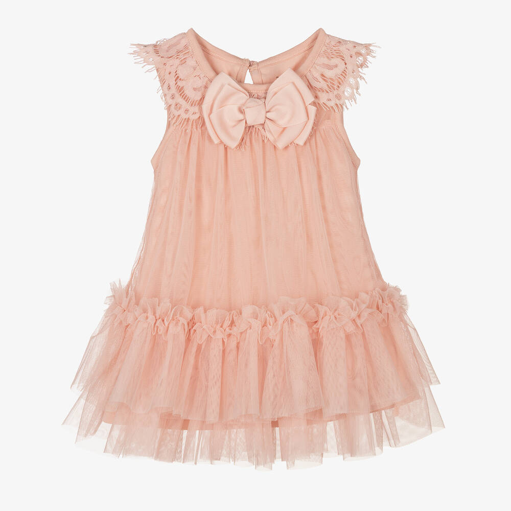 Angel's Face - Robe rose en tulle et dentelle bébé | Childrensalon