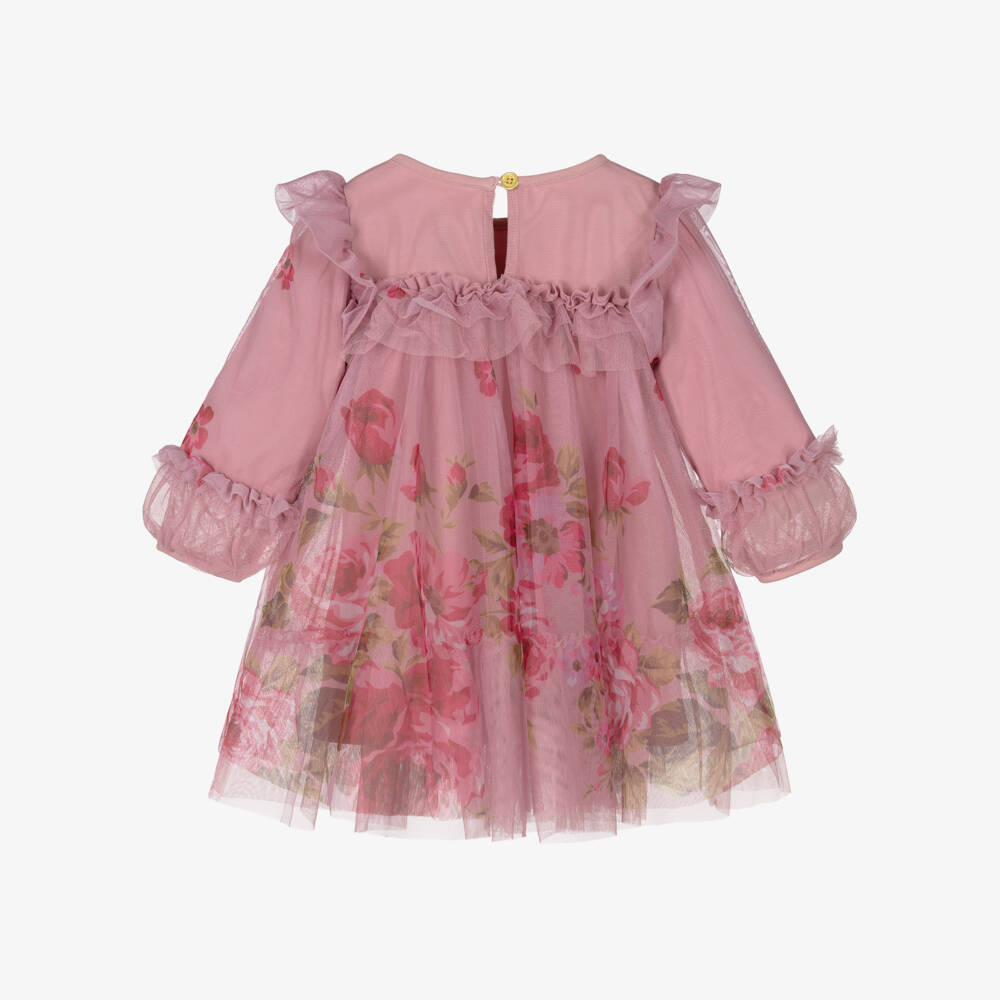 Angel's Face-Baby Girls Pink Tulle Rose Print Dress | Childrensalon Outlet