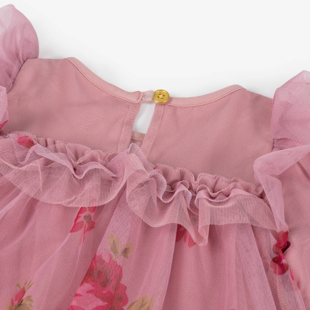 Angel's Face-Baby Girls Pink Tulle Rose Print Dress | Childrensalon Outlet