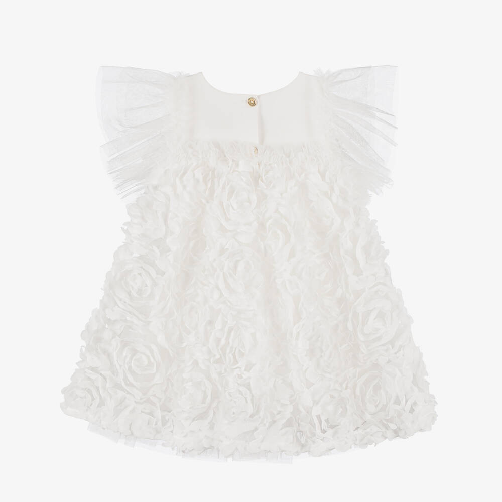 Angel's Face-Baby Girls White Jersey, Tulle & Satin Rose Dress | Childrensalon Outlet