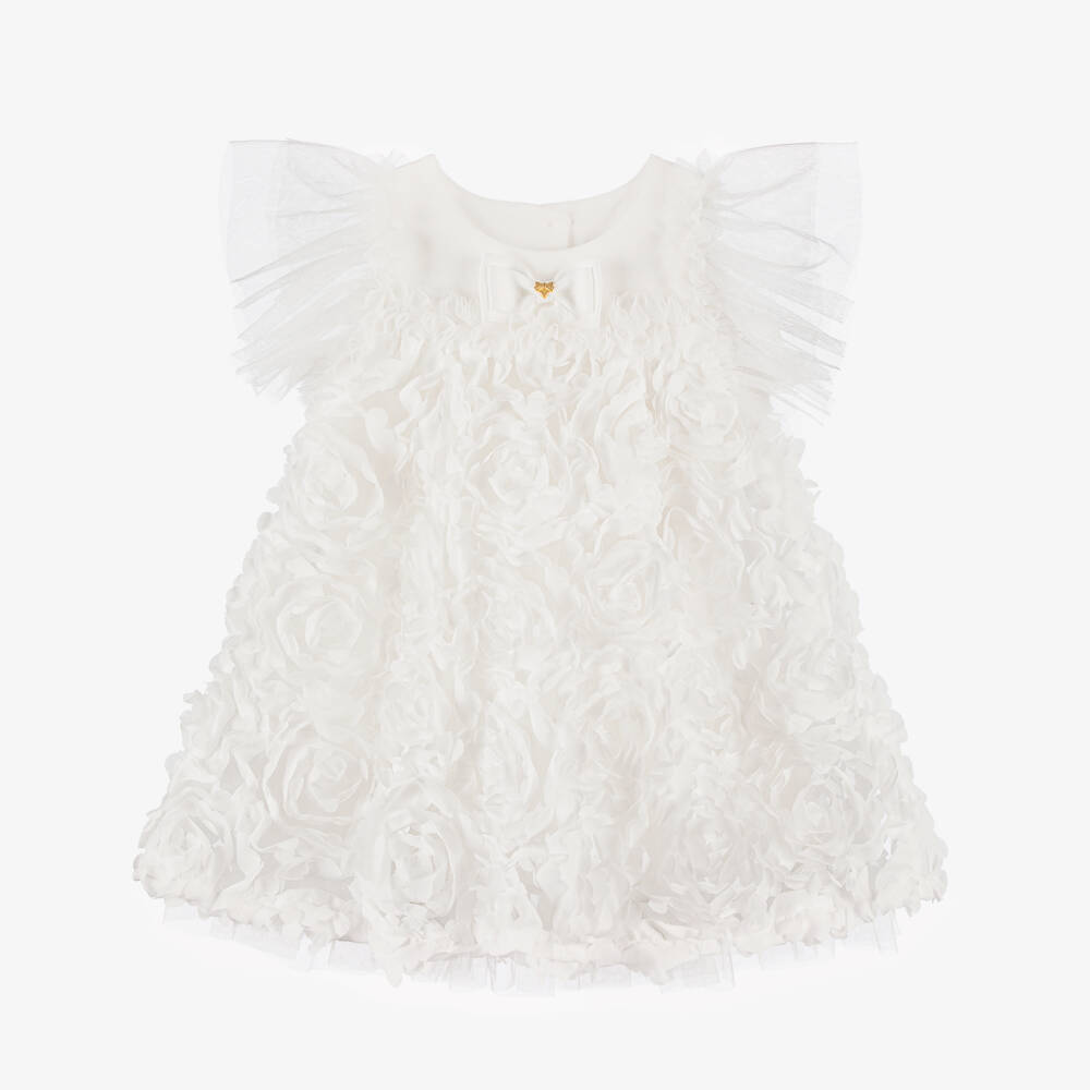 Angel's Face-Baby Girls White Jersey, Tulle & Satin Rose Dress | Childrensalon Outlet