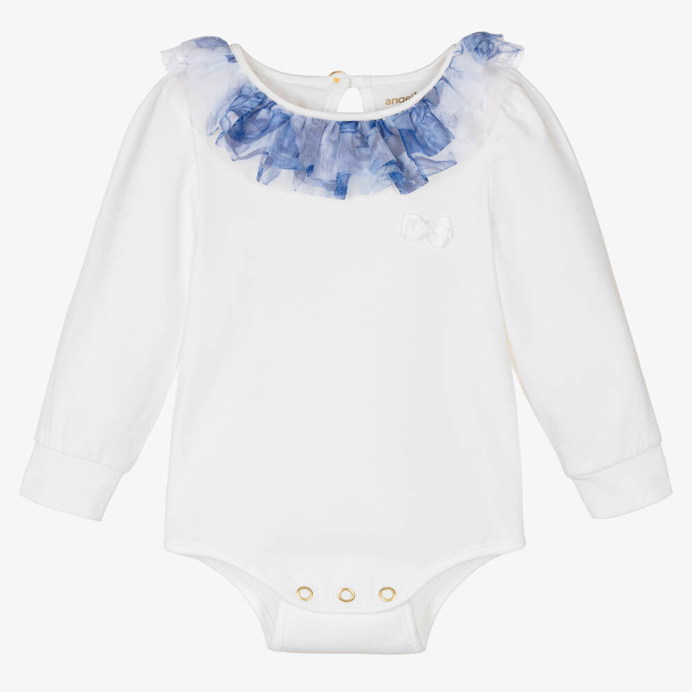 Angel's Face-Baby Girls White Tulle Collar Bodysuit | Childrensalon Outlet