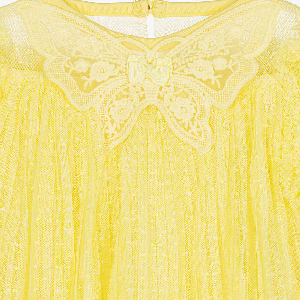 Angel's Face-Baby Girls Yellow Pleated Tulle Dress | Childrensalon Outlet