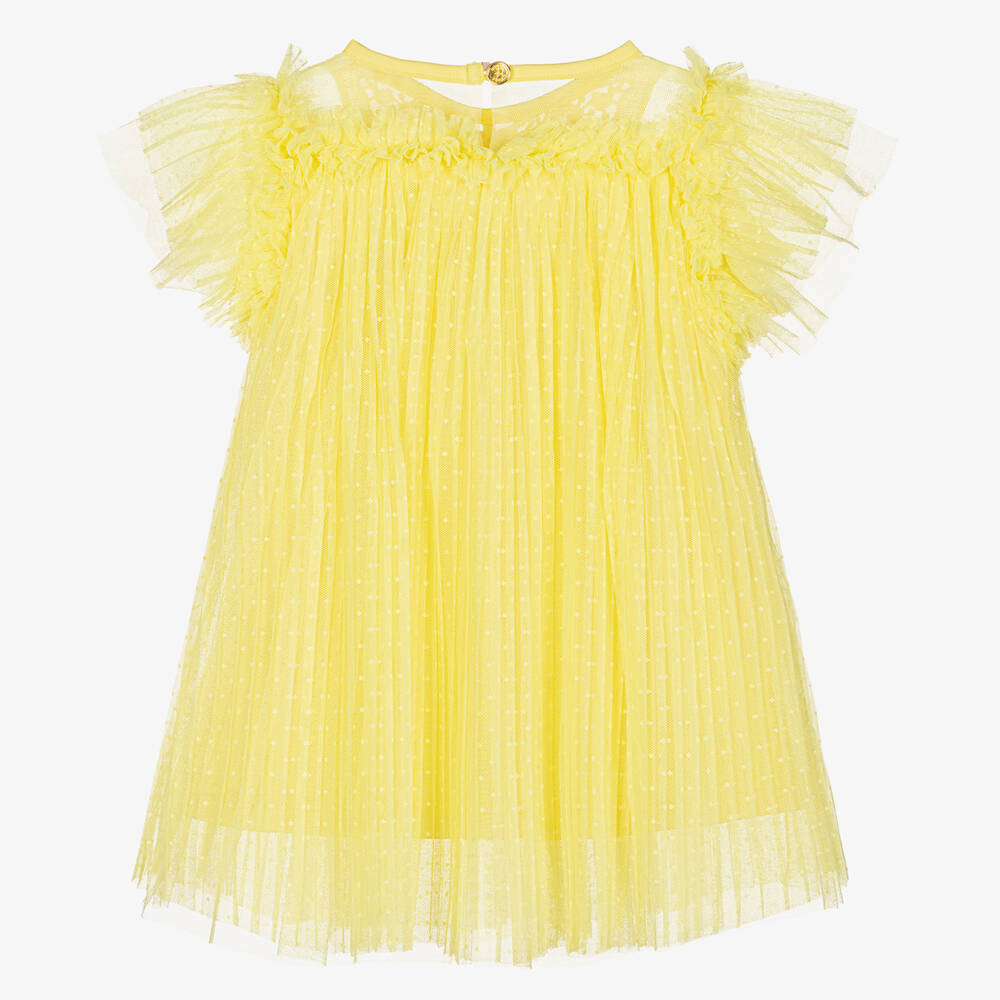 Angel's Face-Baby Girls Yellow Pleated Tulle Dress | Childrensalon Outlet