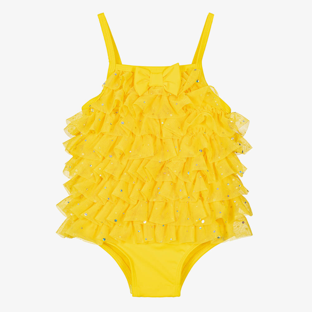 Angel's Face-Baby Girls Yellow Sparkle Tulle Swimsuit (UPF50+) | Childrensalon Outlet