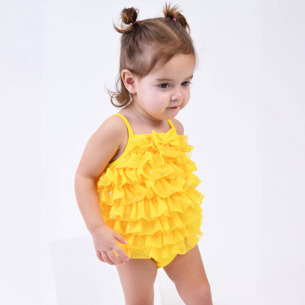 Angel's Face-مايوه تول لون أصفر للمولودات (+UPF50) | Childrensalon Outlet