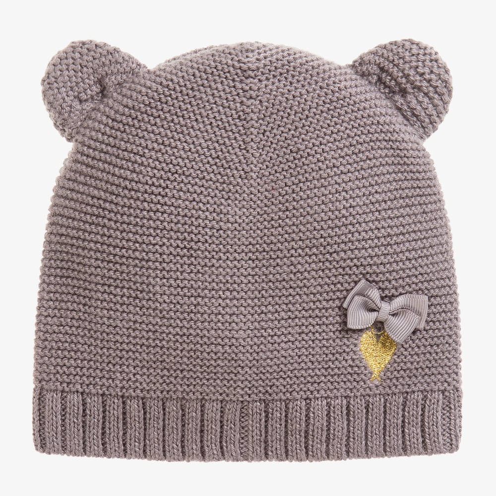Angel's Face - Baby Grey Knitted Hat  | Childrensalon
