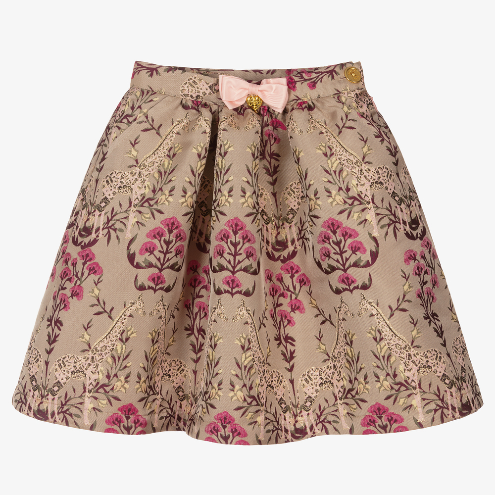 Angel's Face-Beige & Pink Giraffe Skirt | Childrensalon Outlet