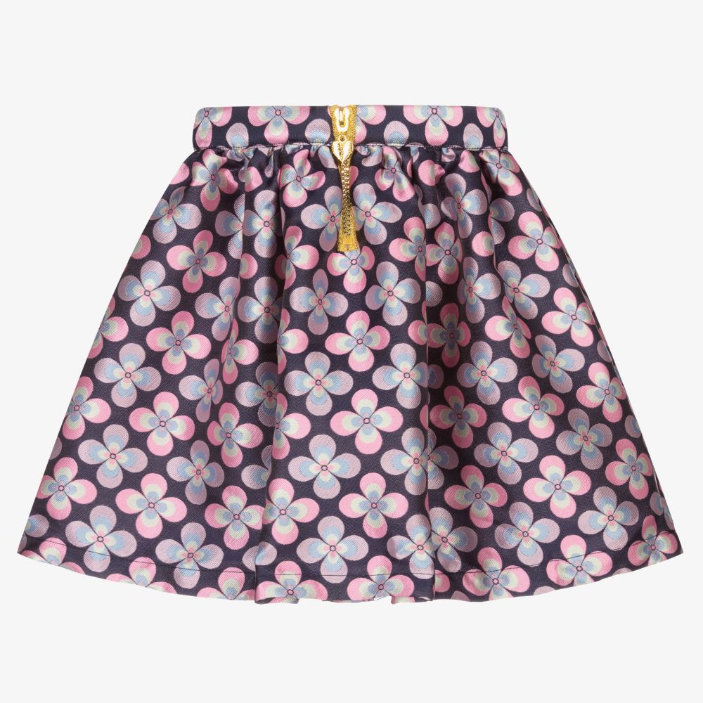 Angel's Face-تنورة جاكارد لون كحلي بطبعة ورود | Childrensalon Outlet