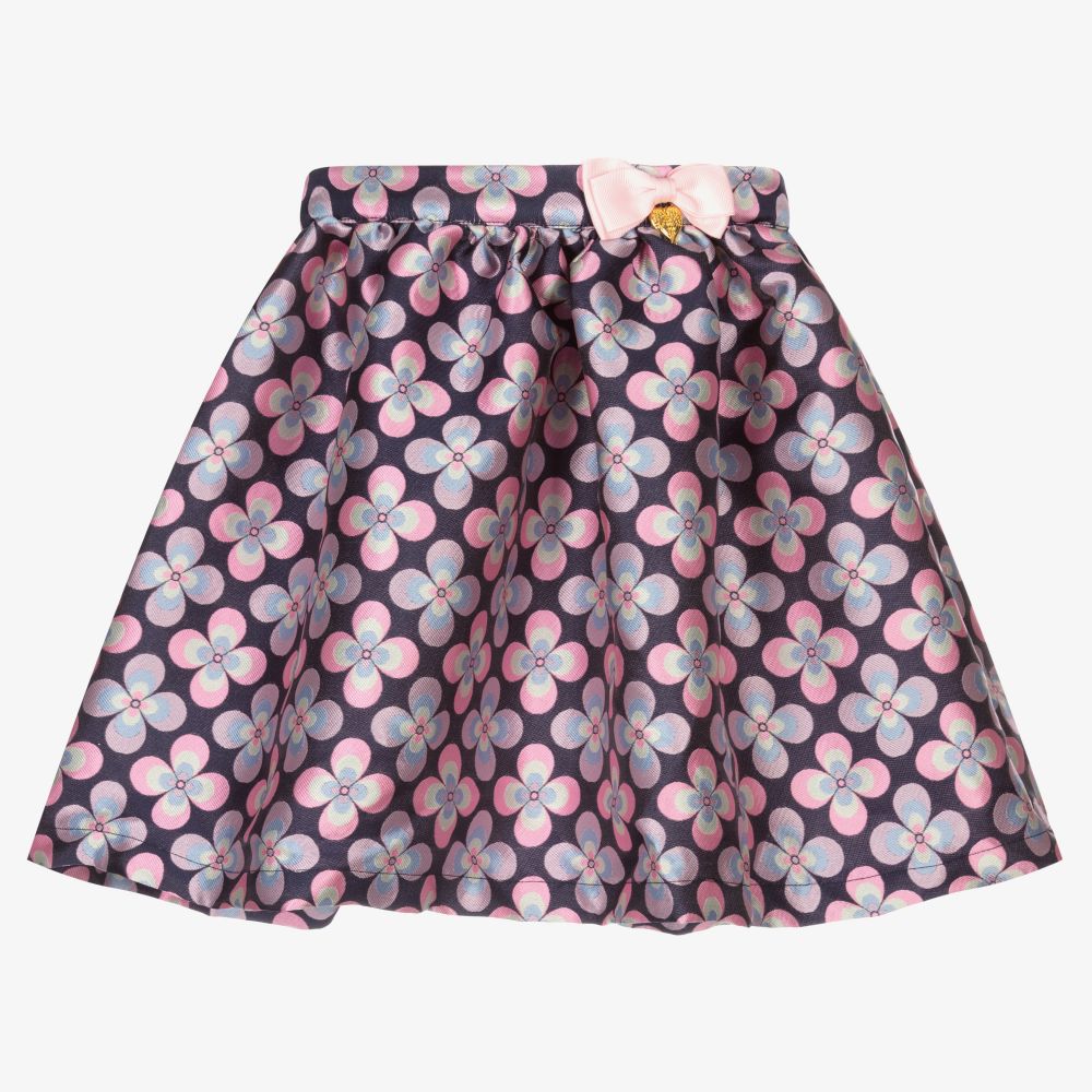 Angel's Face - Blue Floral Jacquard Skirt | Childrensalon