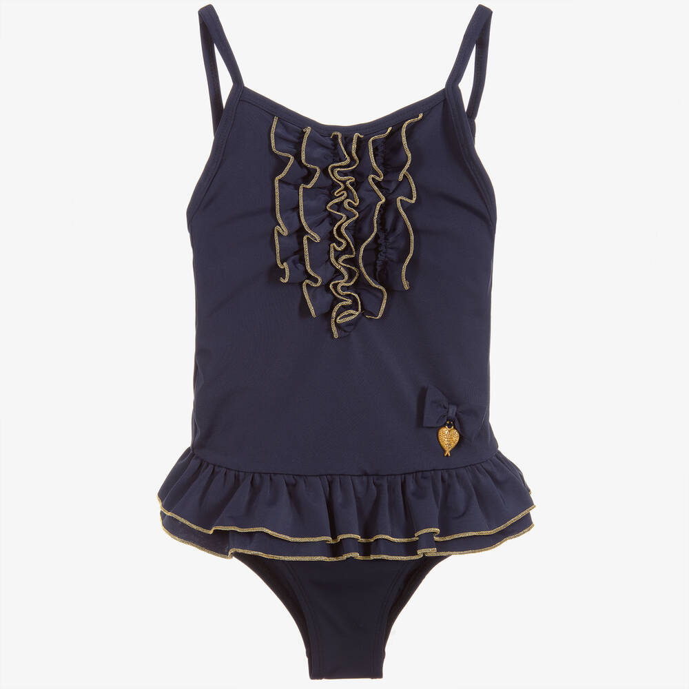 Angel's Face - Maillot de bain bleu à froufrous (UPF 50+) | Childrensalon