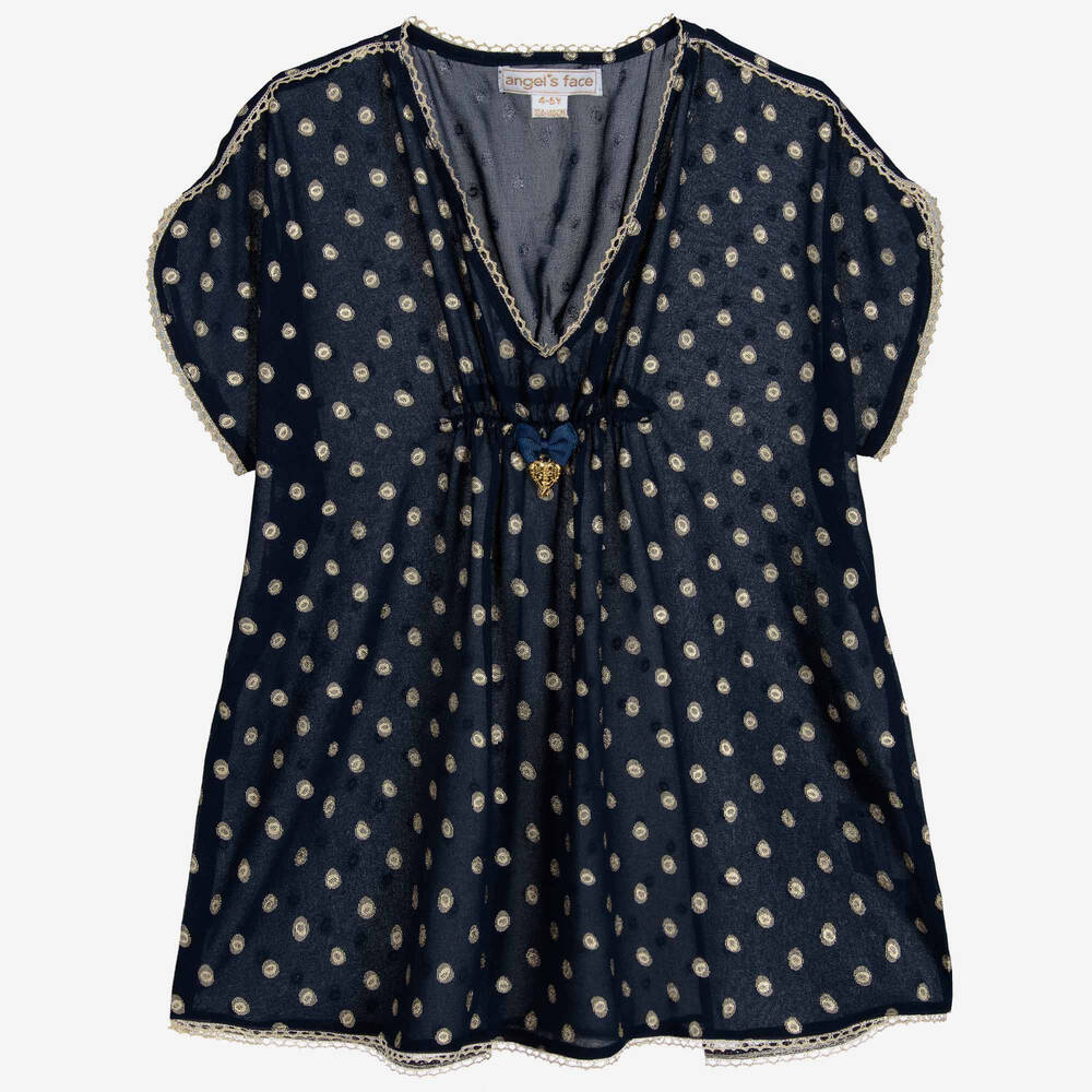 Angel's Face-Blue & Gold Beach Top | Childrensalon Outlet