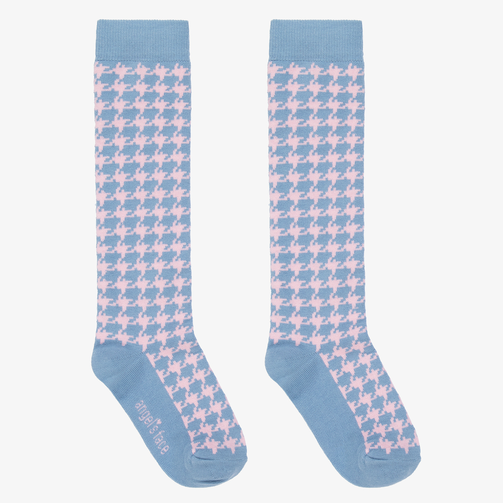 Angel's Face - Blue Houndstooth Knee Socks | Childrensalon