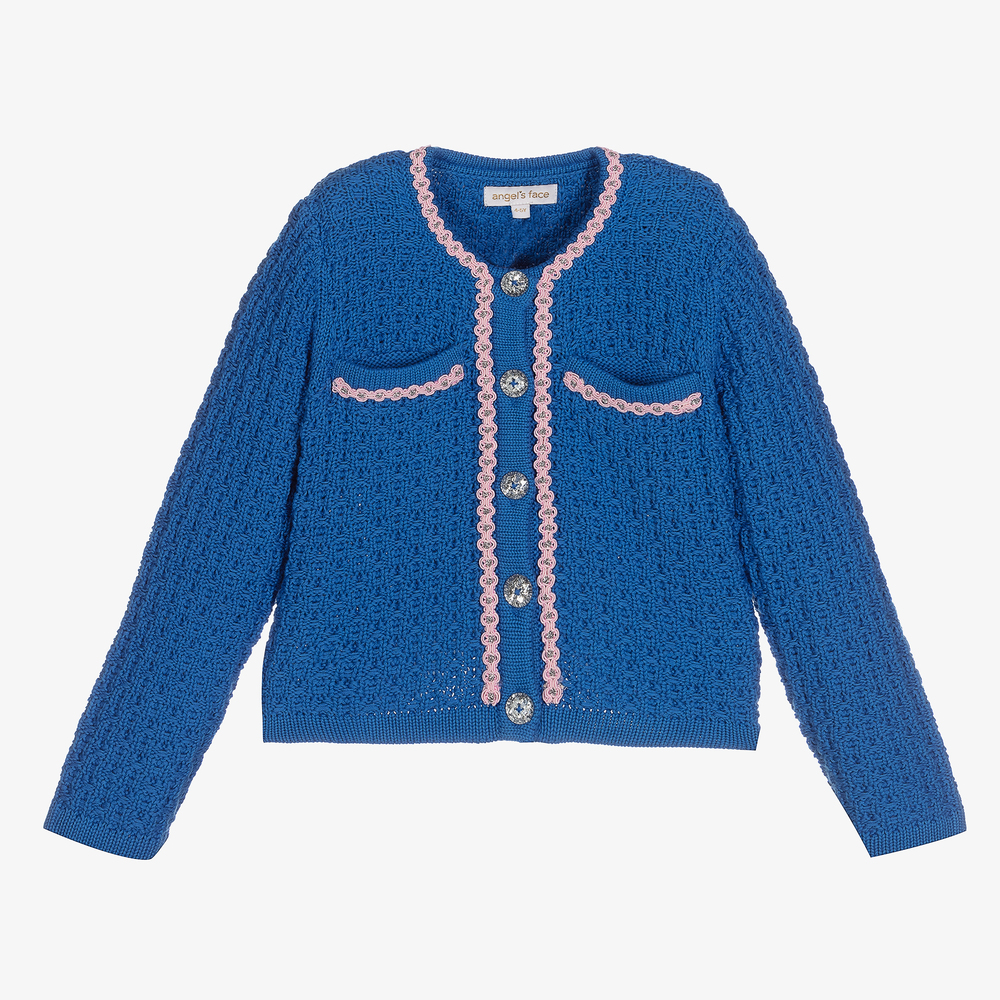 Angel's Face - Veste bleue et rose en maille | Childrensalon