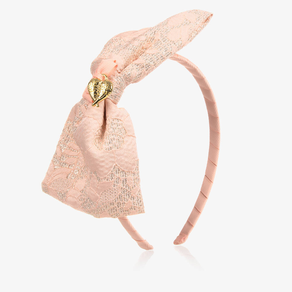 Angel's Face-Blush Pink Brocade Hairband | Childrensalon Outlet